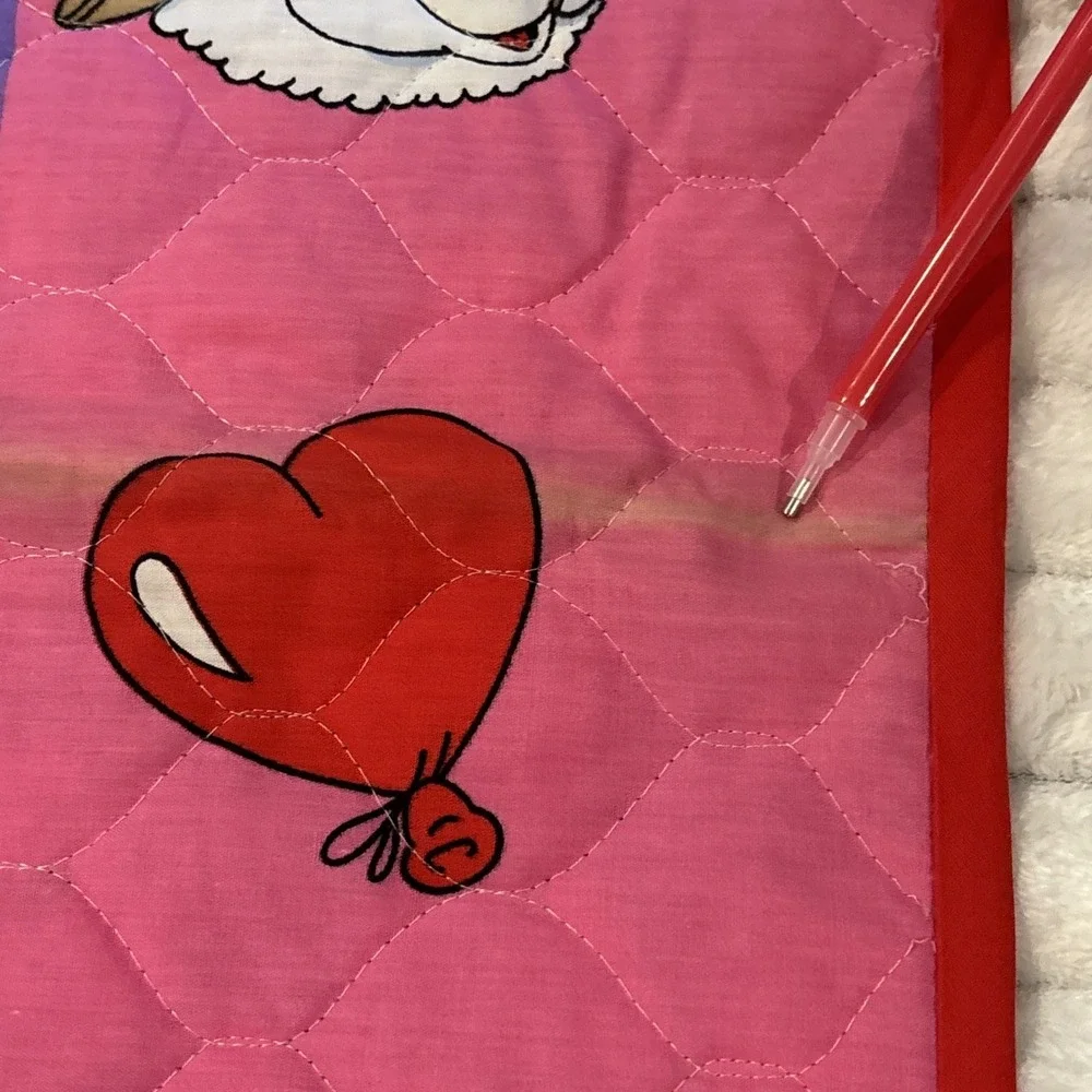 Vintage Lamb Chop Comforter Blanket 44x34 Shari Lewis Reversible Hearts 90s FLAW